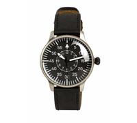 Mil-Tec Military Style Pilot Watch Retro Style Black Dial Leather Strap