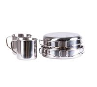 MIL-TEC outdoor cookware 8 pieces stainless camping cooking pot pan cup plate