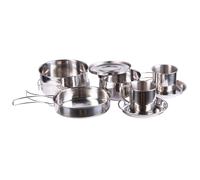 Mil-Tec Outdoors Saucepan Pan Cup Cook Set Stainless Steel 8-Pcs Camp Caravan