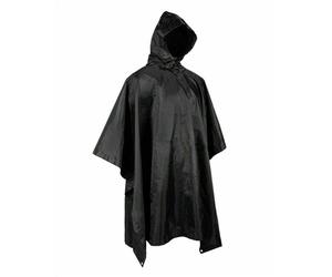 Mil-Tec Plain Black Waterproof Hooded Ripstop Poncho Wet Weather Tarpaulin