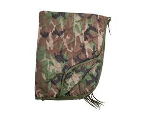 Mil-Tec Poncho Liner Quilted Army Style Blanket with Transport Bag Woodland Camo