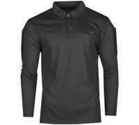Mil-Tec Tactical Long Sleeve Quick Dry Polo Shirt Mens Outdoor Sport Top Black