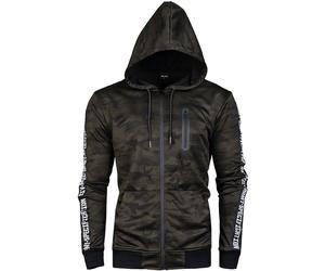 Mil-Tec Training Jacket Mens Hooded Zipper Sweatshirt Military Woodland Camo
