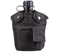 Mil-Tec US Plastic Canteen 900 ml with Cover and Mug - Black