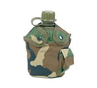 US ARMY WATER BOTTLE CANTEEN TRAVEL CAMPING BOTTLE WITH Woodland CAMO COVER