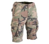 Mil-Tec Vintage Cargo Shorts Prewashed 100% Cotton Six Pockets Zip Closure