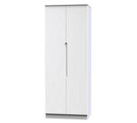 Welcome Furniture Ready Assembled Milan Tall Plain Wardrobe In White Gloss & White, White