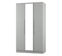 Welcome Furniture Milan Tall Triple Mirror Wardrobe - Ready Assemble Extra Larg Grey