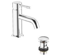 Mila Basin Mono Mixer with CLICKER Waste Chrome, Single Lever, Suitable for All Pressure Systems, 1 in Pack