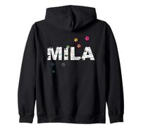 Mila - Beautiful Name with Cats and Paws Zip Hoodie
