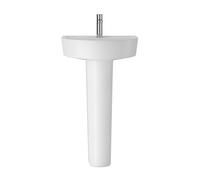 Balterley 425mm Bathroom Sink, Full Pedestal Ceramic Round Bowl Bathroom Wash Basin Sink with Overflow, 1 Tap Hole, Floor Standing Basin Sinks for Cloakroom - 425 x 380 x 825mm (White)