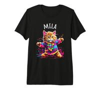 Mila Colorful Dancing Cat Design for Girls Name Mila Premium T-Shirt