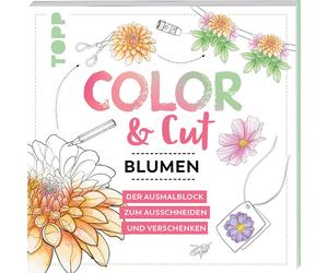 Mila Dierksen Color & Cut - Blumen: Der Ausmalblock zum Ausschneiden (Paperback)
