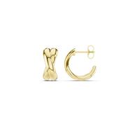 mila green Sterling Silver 18ct Gold Vermeil Plated Crossover Bold Gold Half Hoop Earrings