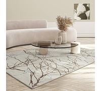 Mila Modern Elegant Cream & Gold Flash Pattern Living Room Rug, 120 x 170 cm