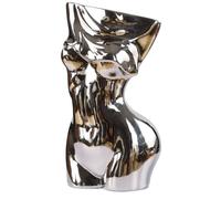 Mila Moya Ceramic Nude Female Flower Vase | 7.5in x 4in - Silver | Modern Lady Naked Woman Body Shape Vase for Home Decor, Room Decorations