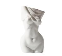 Mila Moya Nude Ceramic Flower Vase | 7.5in x 4in - White | Modern Naked Lady Female Woman Body Shape Vase for Home Decor