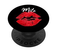 Mila Red Lips Personalized First Name PopSockets Swappable PopGrip