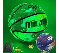 MILACHIC Glow in The Dark Basketball, Luminous Glowing Leather Basketball Official Size 7 for Indoor Outdoor Game (with Pump)