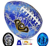 MILACHIC Training Football Glow in The Dark, Glowing Bounce Back Football Great Grip Leather Footballs for Men Youth Self-Practice (with Pump)