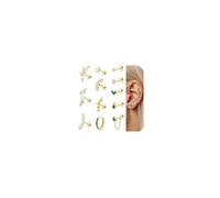MILACOLATO 12Pcs Helix Piercing Jewellery Surgical Steel Flat Back Earrings for Women Stud Ear Piercings Helix Hoop Earrings Set Cartilage Earring Gold Plated Conch Daith Tragus Piercing Jewellery