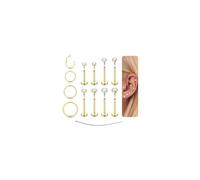 MILACOLATO 14K Gold Plated Flat Back Earrings Stud Surgical Steel Tragus Piercing Jewellery Hypoallergenic Internal Thread Labret Lip Nose Studs Hoop Cartilage Conch Helix Piercing Jewellery 16/18G-A