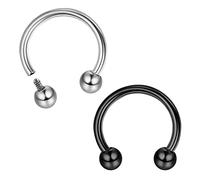 MILACOLATO 16g Septum Rings for Women Men | Implant Grade G23 Titanium Septum Ring | Internally Threaded Horseshoe Circular Barbell Piercing Jewelry for Nose Lip Tragus Eyebrow Helix Daith | 2pcs