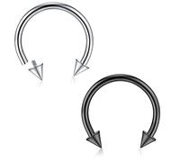 MILACOLATO 16g Septum Rings for Women Men | Implant Grade G23 Titanium Septum Ring | Internally Threaded Horseshoe Circular Barbell Piercing Jewelry for Nose Lip Tragus Eyebrow Helix Daith | 2pcs, 6mm