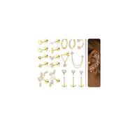 MILACOLATO 18 PCS Helix Piercing Jewellery Hypoallergenic Flat Back Earrings for Women Cartilage Earring Stack Gold Silver Stud Hoop Earrings Set Conch Daith Tragus Piercing Jewellery - Pink CZ