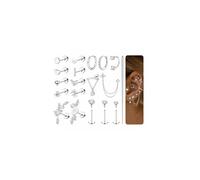 MILACOLATO 18 PCS Helix Piercing Jewellery Hypoallergenic Flat Back Earrings for Women Cartilage Earring Stack Silver Stud Hoop Earrings Set Conch Daith Tragus Piercing Jewellery