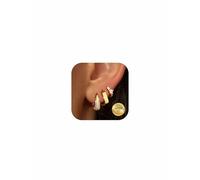 MILACOLATO 3 Pairs 18K Gold Earrings for Women Chunky Hoop 925 Sterling Silver Post Hypoallergenic Small Silver Hoop Earring Stacks Gold Huggie Sleeper Earrings Sets for Multiple Piercings-BG