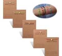 Milacolato 5Pcs Friendship Bracelet Set with Message Card Make a Wish Adjustable Bracelet Star Handmade Bracelet Simple Fashion Women Jewelry Gifts