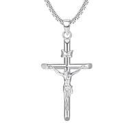 MILACOLATO 925 Sterling Silver Cross Necklace for Men Women Silver Crucifix Chain with Christian Cross Pendant - Classic Religious Jewelry for Everyday Wear