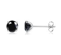 MILACOLATO 925 Sterling Silver CZ Stud Earrings For Women Men, Long Post Cubic Zirconia Aurora Rainbow Stud Earrings, Silver Plated Tiny CZ Sleeper Earring Stud Hypoallergenic Black