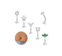 MILACOLATO Belly Button Bars Gold Silver Surgical Steel Belly Bars 14G Internally Threaded Floating Navel Piercing Jewelry 10/12/14mm Short Belly Bar Heart Butterfly Flat Back Belly Button Piercing-A