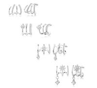 MILACOLATO Claw Earrings Gold Silver Sterling Silver for Womens Pierced 4 Claw Stud Hypoallergenic 14K Gold Plated Quartet CZ Earring Set for Women