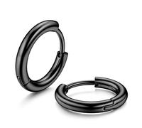 MILACOLATO G23 Solid Titanium Hoop Earrings Implant Grade Hypoallergenic Small Huggie Hoop Earrings Hinged Sleeper Cartilage Earrings for Women Men Silver Black 14K Gold Plated 8mm 10mm 12mm, 8 mm