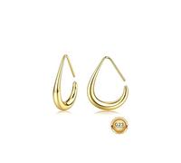 MILACOLATO G23 Titanium Gold Hoop Earrings Hypoallergenic 18K Gold Plated Teardrop Earrings for Women Trendy Large Oval Pull Through Lightweight Silver Hoop Earring Statement Jewelry for Women-G25