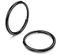 Milacolato G23 Titanium Hoop Earrings for Women Men Hypoallergenic Hinged Huggie Hoop Earrings Cartilage Helix Sleeper Lightweight Small Hoop Earring Silver/Gold/Rose Gold/Black, 8 mm, Titanium, No