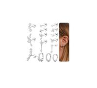 MILACOLATO Helix Piercing Jewellery Surgical Steel Flat Back Earrings | Stud Hoop Earrings for Women Helix Earring Set Cartilage Conch Tragus Piercing Jewellery