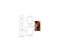MILACOLATO Silver Clip On Hoop Earrings Women Non Pierced Ears Fake Set