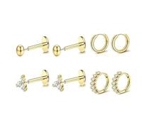 MILACOLATO Small Gold Hoop Earrings Set for Women S925 Sterling Silver Post Hypoallergenic Huggie Hoops and Studs Dainty Cartilage Earring Stacks Tragus Conch Daith Helix Piercing Jewelry