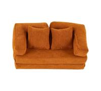 Milageto 1:12 Dollhouse Miniature Sofa Mini Convertible Sleeper Chair Decorative with Pillow for Micro Landscape Role Play DIY Model, brown