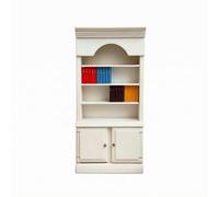 Milageto 1:12 Scale Standing Dollhouse Bookcase White Painted Finish Arched-Top Bookcase Cabinet Wood-Look Miniature Bookshelf