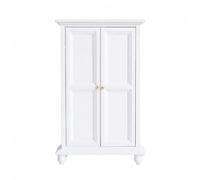 Milageto 1:12 Scale Wooden Storage Cabinet Mini Dollhouse Wardrobe with Shelving Realistic Freestanding Miniature Armoire for Model Makers, Diorama Projects, White