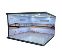 Milageto 1/64 Parking Lot Scene Display Stand with Light Double Layered Storage Box Gifting Decor LED Display Case Diecast Car Garage, Style B