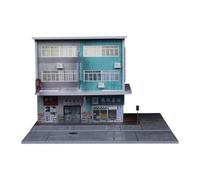Milageto 1/64 Scale Street Scene Model Diecast Car Parking Lot with Light and Outdoor Parking Layout City Backdrop 3D Building, Style B