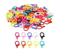 Milageto 100 Pieces Lobster Clasps Fasteners Purse Accessories Plastic Colored Snap Hook Key Chain Clasps 35mm for Keychain Crafts Buckle Hook