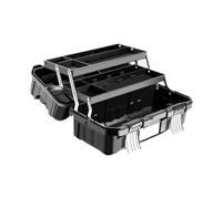 Milageto 19inch 3 Tiers Foldable Storage Tool Box Multifunctional Large Capacity for Plumbing Repairs Lockable with Handle