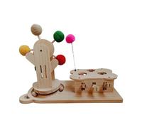 Milageto 2 in 1 Interactive Cat Play and Scratch Toy Punching Toy 45x25x33cm Lightweight Turntable Design with Ball Track Wooden